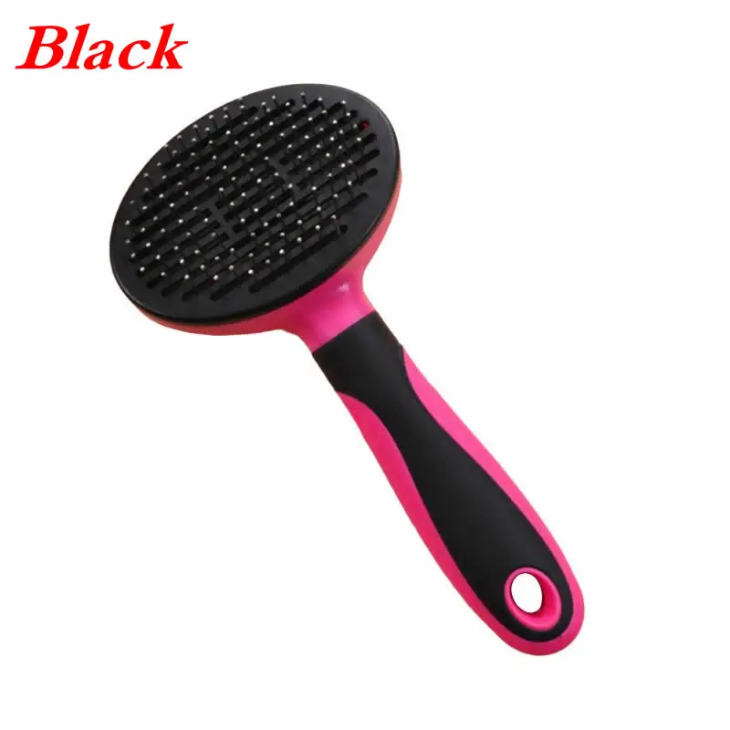 Black Pets Self-cleaning Combs Thick Open Needle Style New Type Pet Comb Cat Dog General-purpose Automatic Hair Removal - Цвет: Black