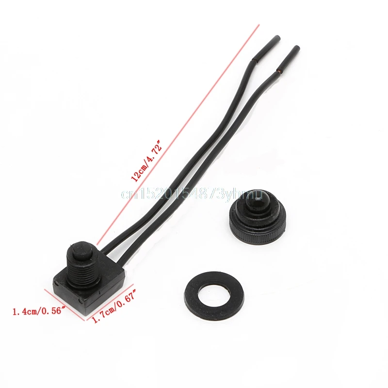 

1Pc 12V Waterproof Push-Button On-Off Switch With 4" Leads Motorcycle Car Boat
