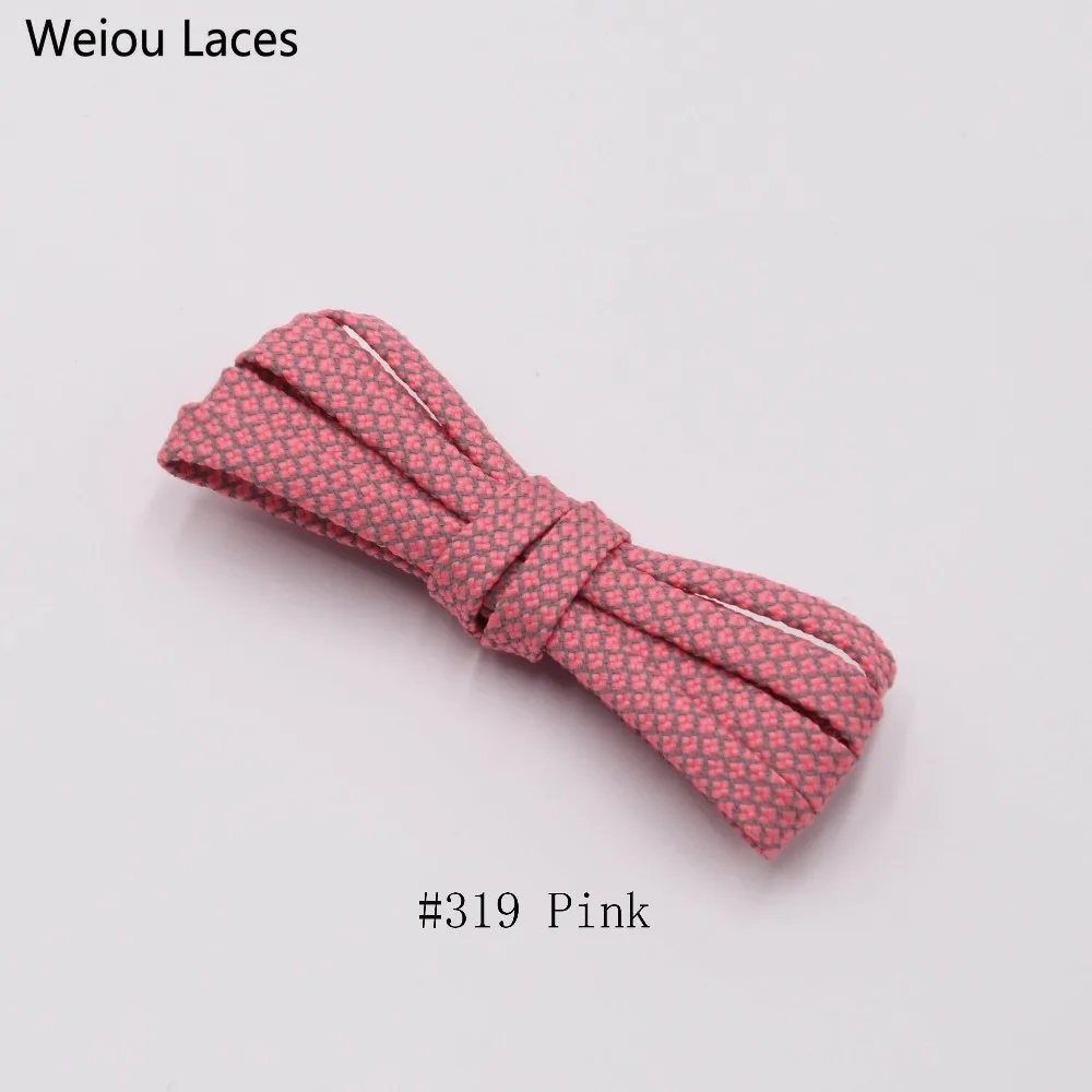 Weiou модные шнурки 125 см/49 дюймов. Длинные плоские светоотражающие шнурки по 3 метра. Шнурки для спортивной обуви. Безопасные шнурки для кроссовок. Шнурки для бегунов Yeezy Boost 350 - Цвет: 319 Pink 3M