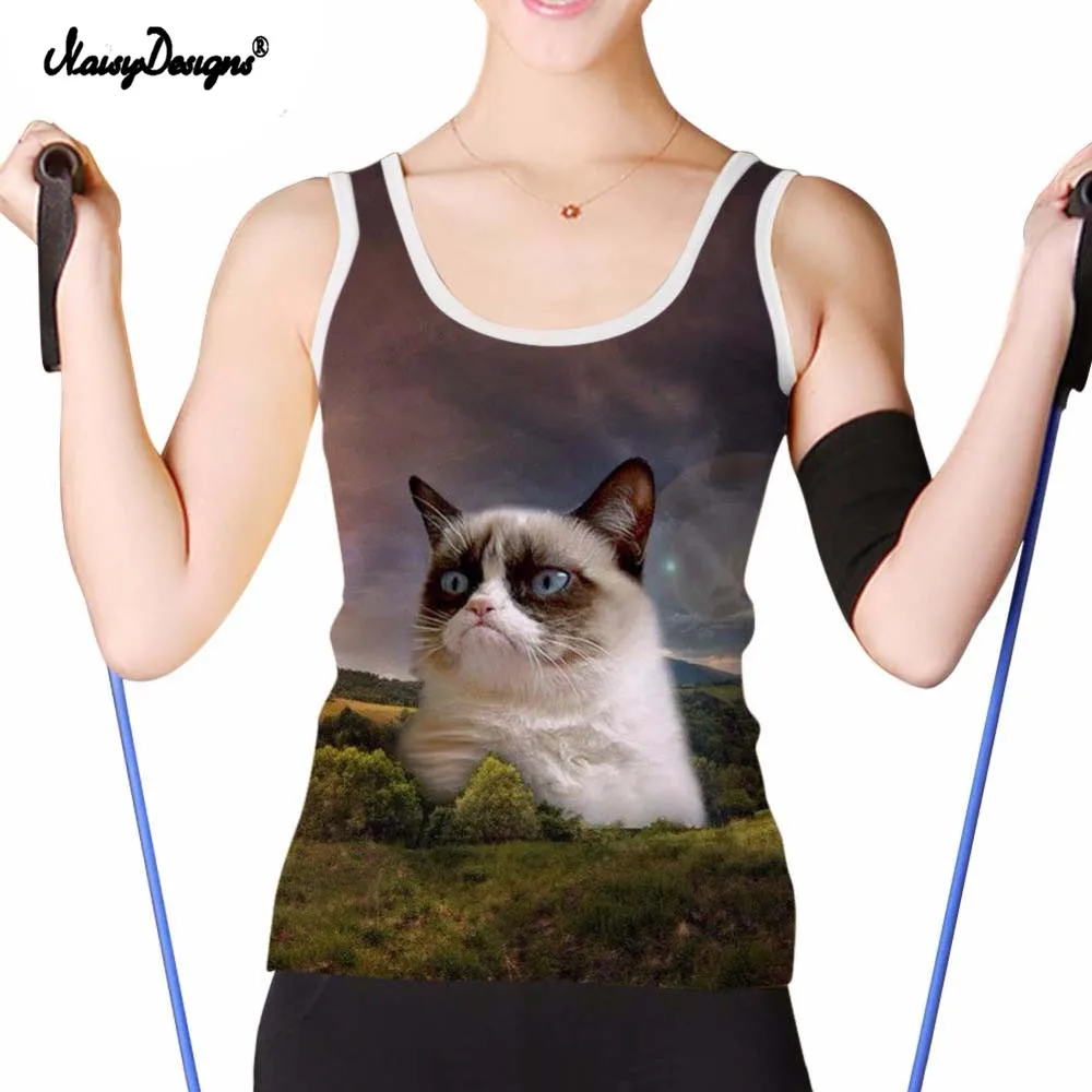 NoisyDesigs милые 3D Cat Для женщин топы изображениями животных женские укороченные Feminino