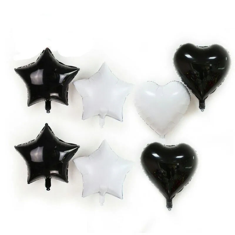 5pcs Wedding Decoration 18 inch Black &amp White Heart Balloons Birthday Party Kids Star Foil Supplies | Дом и сад