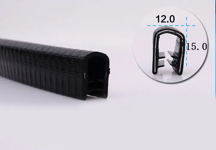 12x15mm 3 метра Черная u-образная ПВХ обшивка кромок Авто уплотнительная прокладка двери автомобиля окна грузовика контроль шума Авто края двери защита - Цвет: 12x15mm