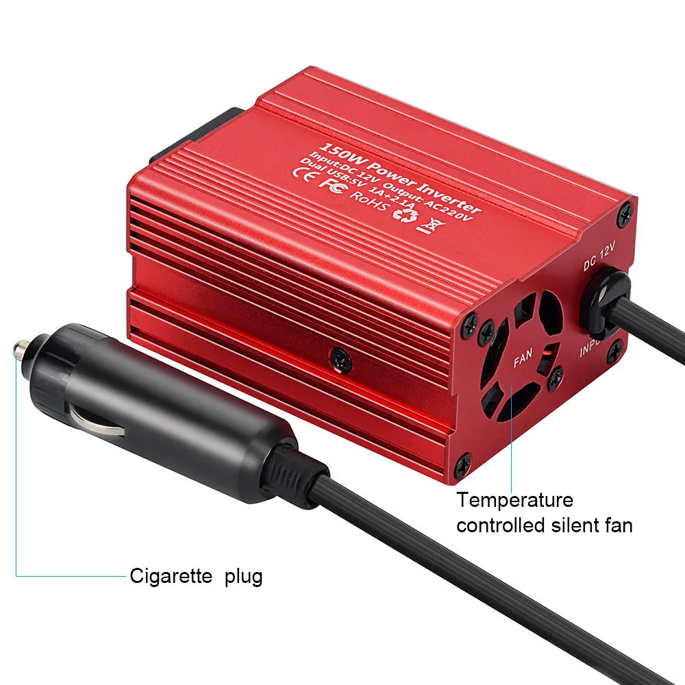 SUNYIMA 150 Вт Инвертор питания DC12V до 220 В двойной USB ЕС Разъем для дома пикника