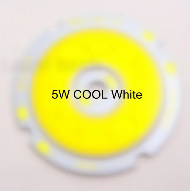 5 шт. Вт холодного свечения белая круглая COB LED SMD лампа постоянного тока 16 18 в