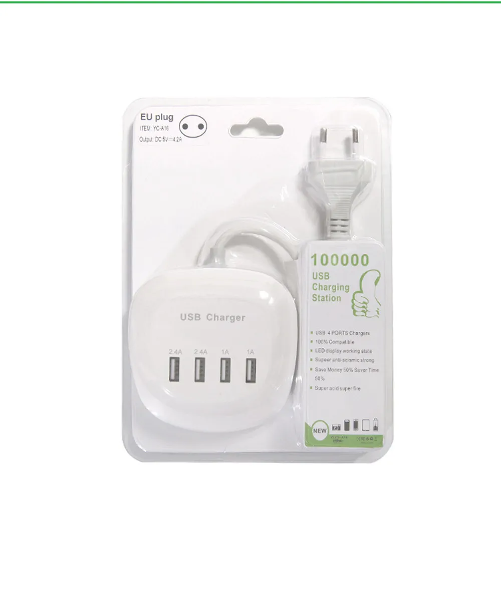 4 зарядная станция с портами USB Hub 5 V 1A/2.4A быстрое зарядное устройство usb разъем