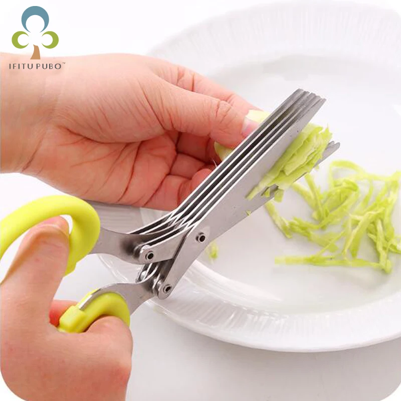 Кухонные ножницы 5 слоев из нержавеющей стали кухонные инструменты пять зеленых