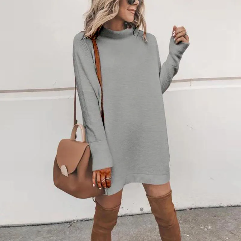 New fashion Elegant knitted Sweater Women's half Turtleneck Casual knitting soft sweaters Long sleeve Pullover solid female | Женская