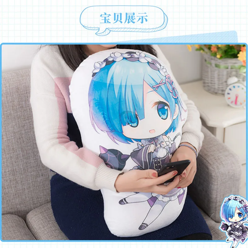 Аниме Re: Zero Kara Hajimeru Isekai Seikatsu Rem короткая плюшевая игрушка-подушка мягкая игрушечная печать двусторонний узор подарок
