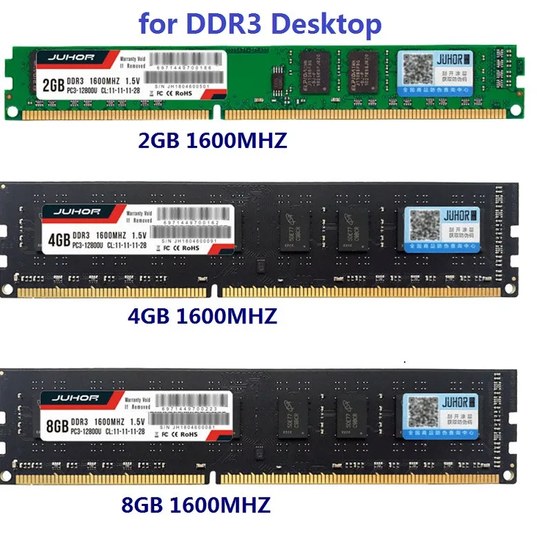 JUHOR DDR3 PC RAM 2GB 4GB 8GB 1600MHz Desktop PC3 12800 1 5 v 240pin Поддержка всех слотов Материнская плата