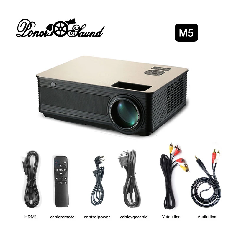 PonerSaund M5 полный светодиодный hd-проектор 4500 люмен двойной Hi-Fi колонки Поддержка 1080 P