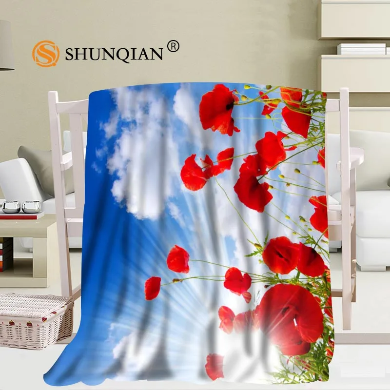 

Custom Poppies Flowers Poppy Blanket Soft DIY Your Picture Decoration Bedroom Size 56x80Inch,50X60Inch,40X50Inch A7.10