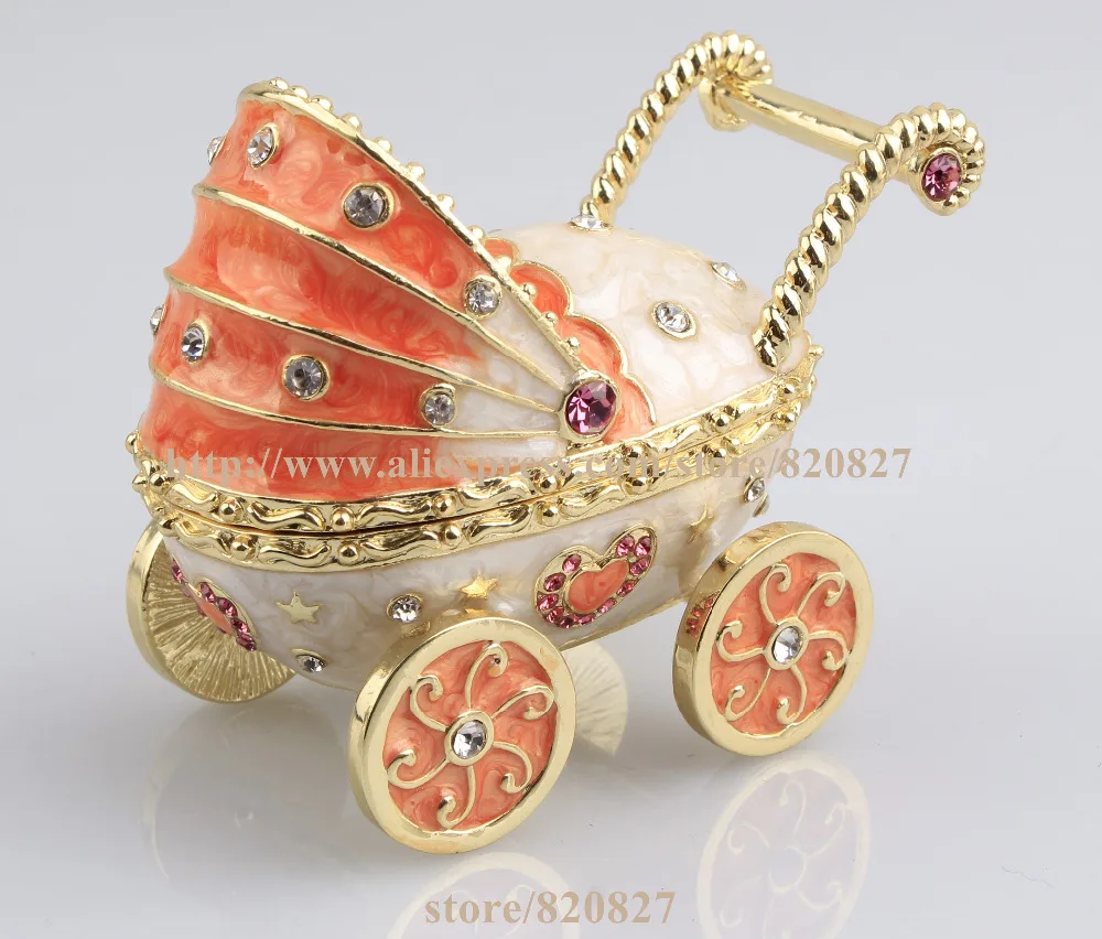 2016 New Baby Carriage Trinket Box Baby Toy Collective Gift Box Baby Carriage Jewelry Box Car Shape Pill Box Ring Holder