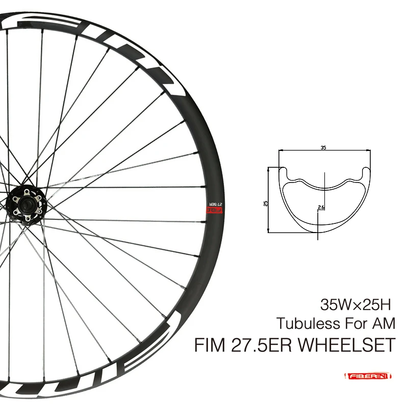 MTB Колесная набор 35 мм* 35 мм безhookless карбоновая оправа бескамерная для 27,5 Кросс Кантри или все колесо горного велосипеда