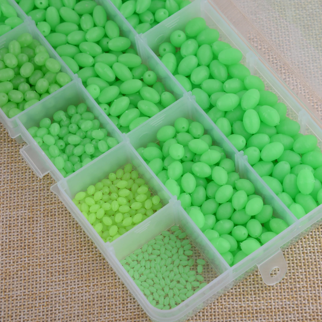 LETAOSK New 900pcs/Box Green Plastic Oval Luminous Sea Fishing Soft Lures Night Glow Floating Beads | Дом и сад