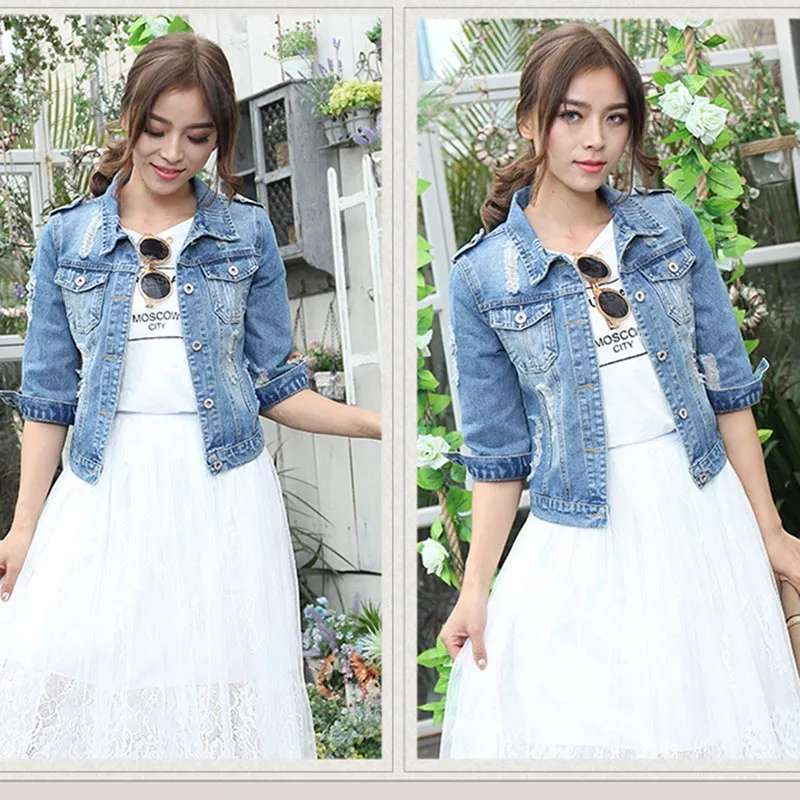 Женская короткая джинсовая куртка размера плюс 5xL Облегающая большого 2019 | одежда
