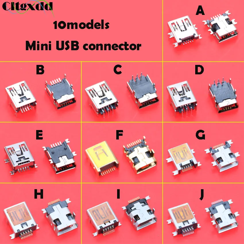 Cltgxddd 10 шт. женский мини USB Тип B 5pin 8pin 10 Pin SMT SMD Разъем Запасные части для старого мобильный телефон MID MP3 MP4