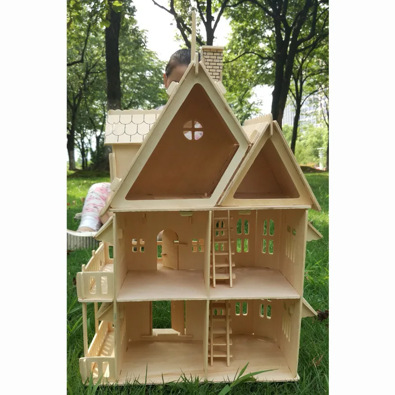 Деревянный DIY кукольный домик мини 3D стерео головоломка собранный дом