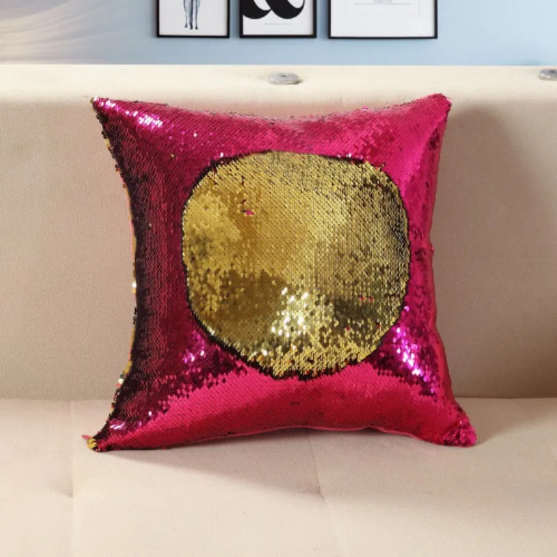 Fuchsia-Gold Платье русалки с блёстками Детские чехол волшебный Цвет изменение Реверсивный CC095 Автомобильная подушка для дивана Чехлы для домашнего декора декоративная подушка чехол 42 - Цвет: Fuchsia-Gold