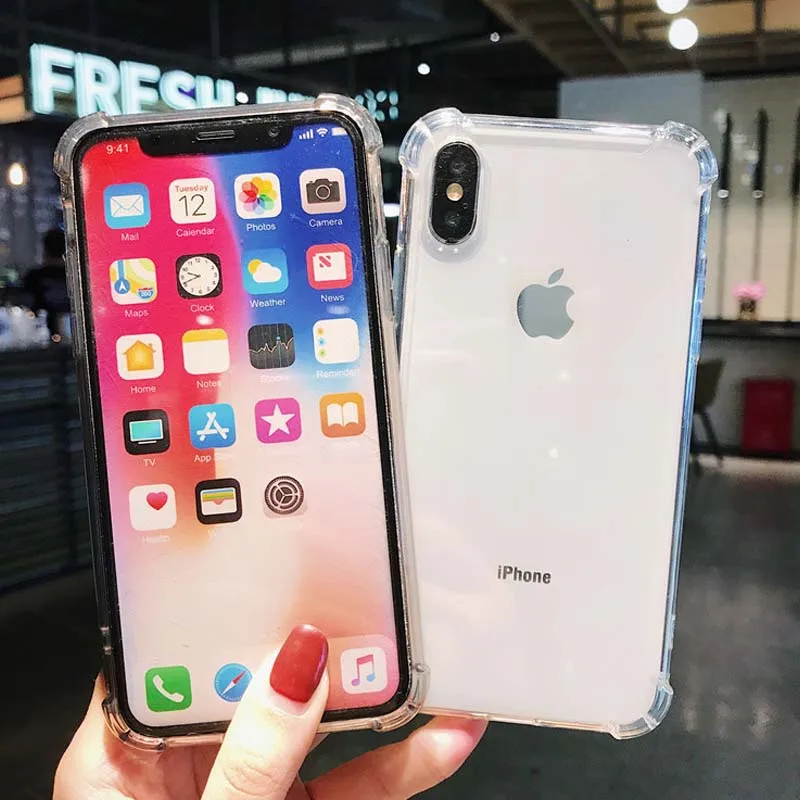 JIBAN Anti Knock Phone Case For Iphone XR XS Max X Luxury Clear Cases Soft Silicon Back Cover for 6S 6 7 7plus 8Plus Capa |