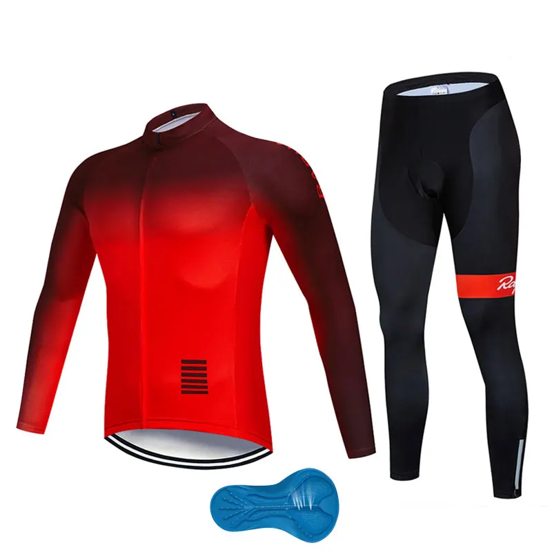 without fleece set 2 Велокофты Комплект зимний термальный флис с длинным рукавом теплый красный и черный градиент Тур де Франс Ropa Ciclismo Hombre - Цвет: without fleece set 2