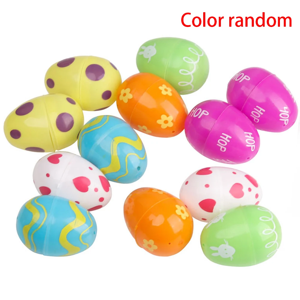12pcs/pack Empty Easter Egg DIY Non-toxic Small Lottery Gifts Kid Toy Funny Detachable Decorative Handmade Colorful Plastic
