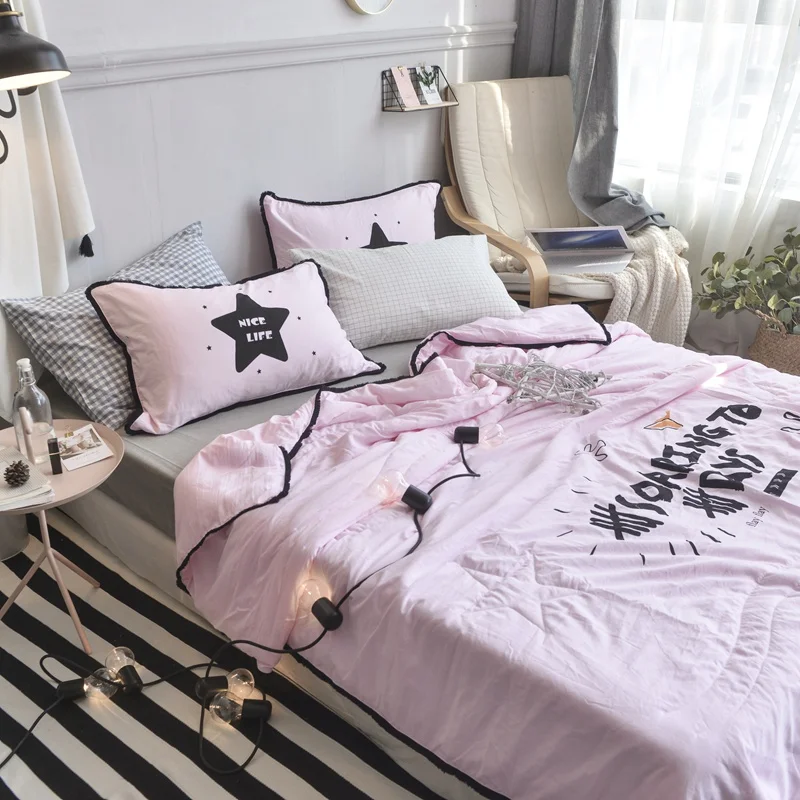 Slowdream Soaring Days Active Printing Pink Summer Quilt Washing Technology Comfortable Soft Bedspreads For Bedroom 1pcs | Дом и сад