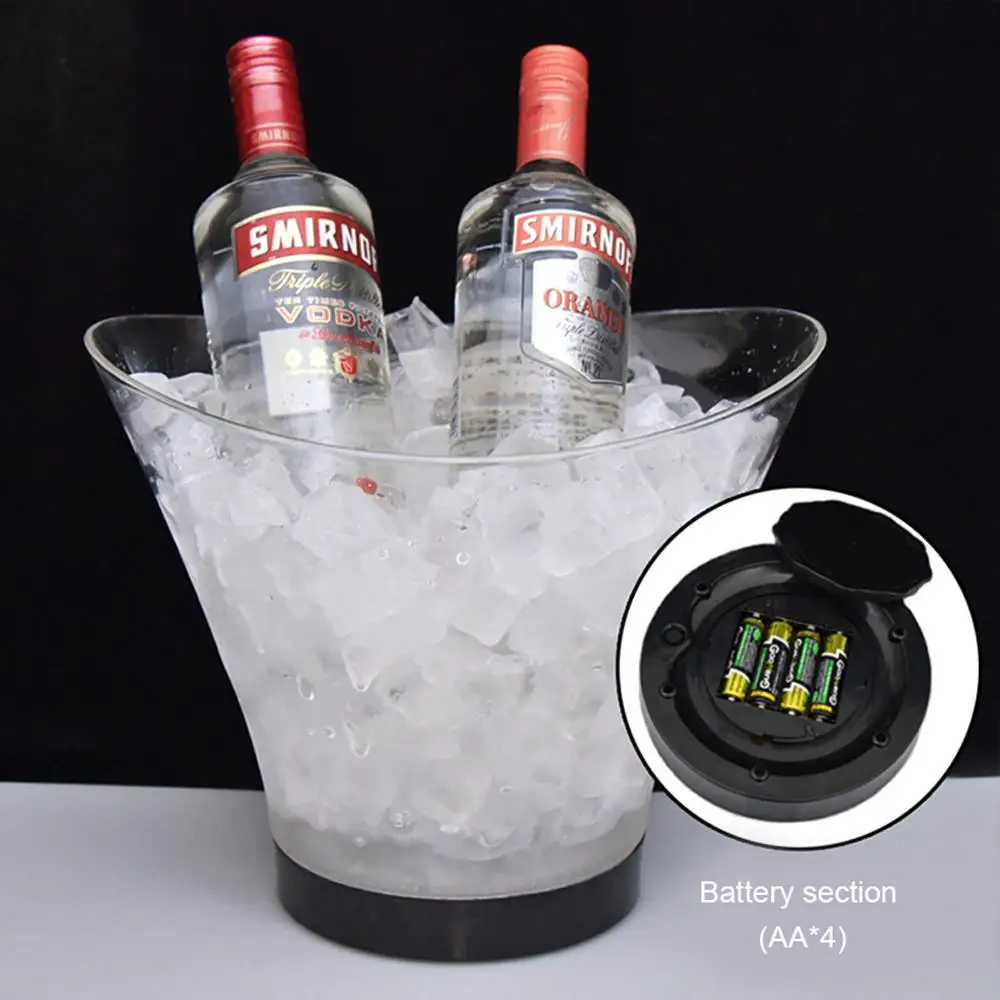 6L водонепроницаемый пластиковый СВЕТОДИОДНЫЙ Ведро льда Большой кулер ведро