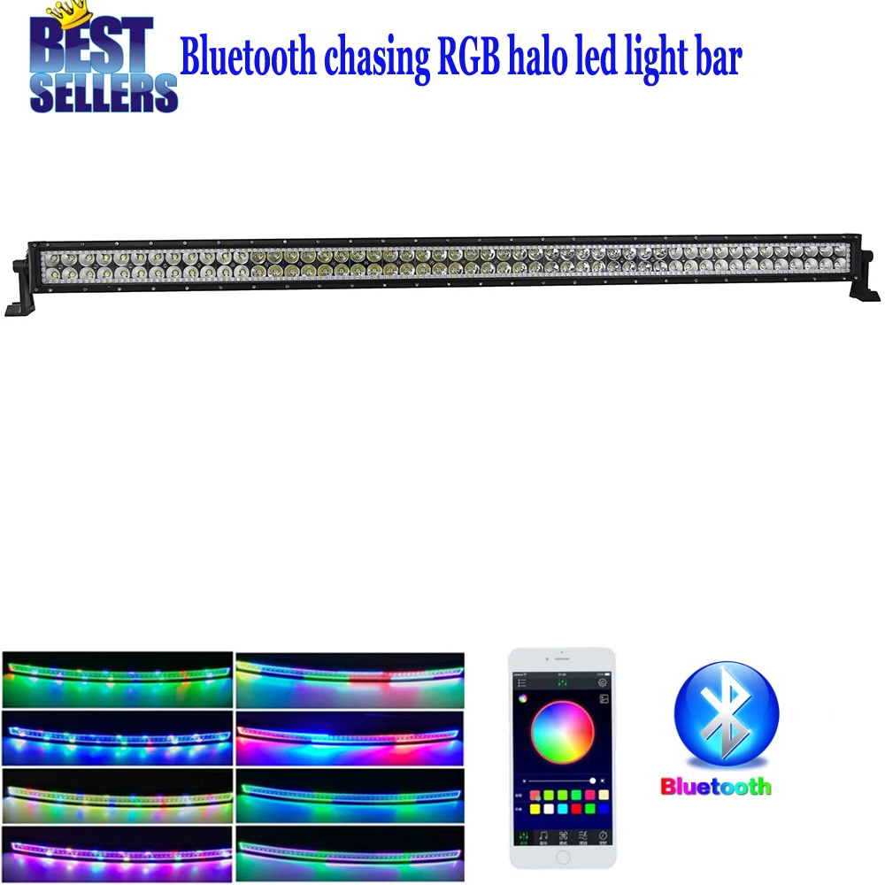 Nicoko прямо 50 "288 Вт чеканка rgb Halo светодиодные панели фонари по Bluetooth для ATV