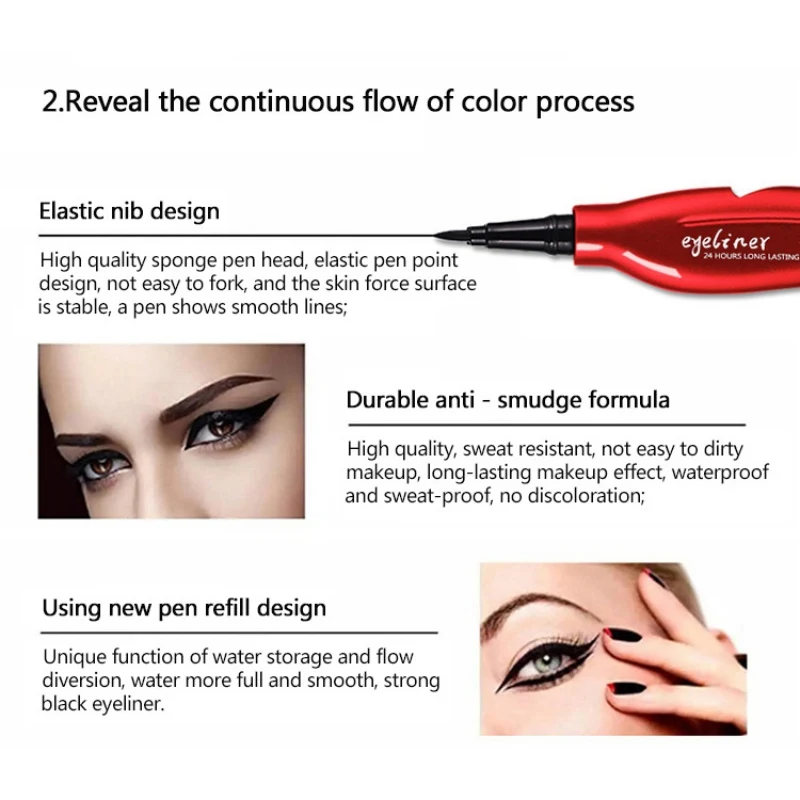 Перо внешний вид Водостойкий карандаш для глаз Быстросохнущий не размазывает