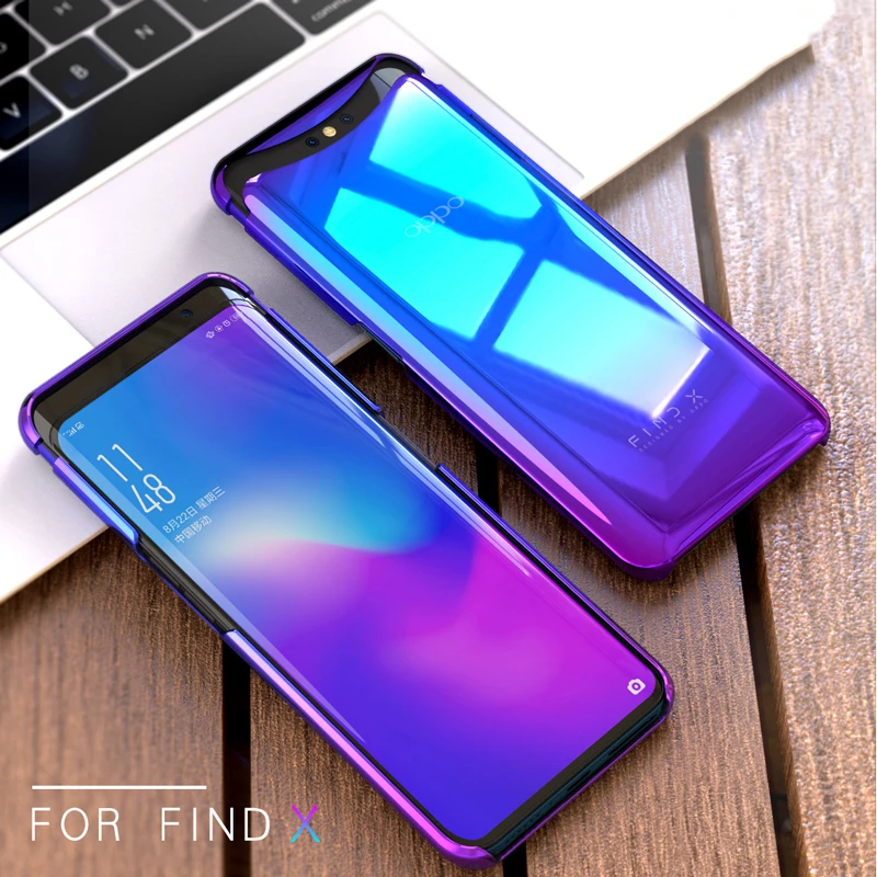 ADKO Color Gradient Case For Oppo Find X Plating Electroplated Glossy Slim Clear Transparent Hard Back Cover |