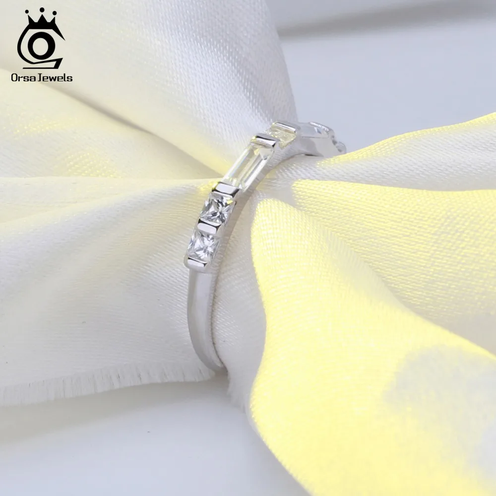 ORSA JEWELS 925 пробы серебряные кольца для женщин круглой формы с AAA кубическим цирконием Модные женские обручальные кольца ювелирные изделия SR66