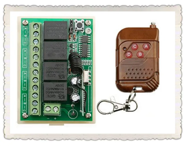 DC12V 4CH 10A беспроводной пульт дистанционного управления переключатель приемник + передатчик обучения код мгновенного переключения отрегулированный