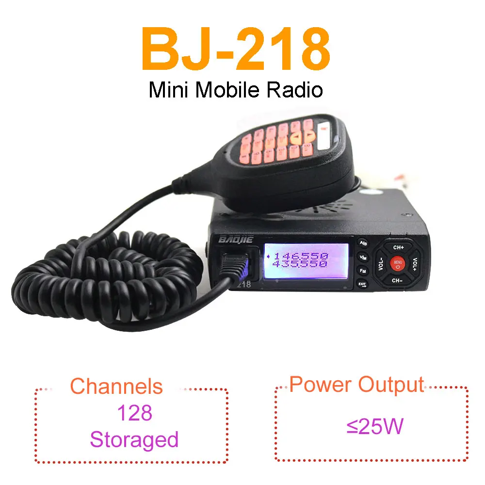 

Мини-мобильное радио BAOJIE BJ-218 25 Вт Выходная мощность два диапазона 136-174 и 400-470 МГц FM-радио BJ218 рация