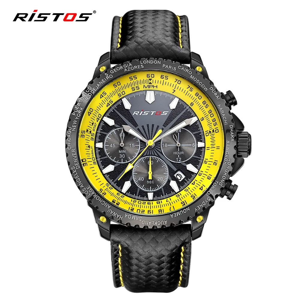 RISTOS спортивные мужские армейские часы с хронографом Модные Аналоговые кварцевые