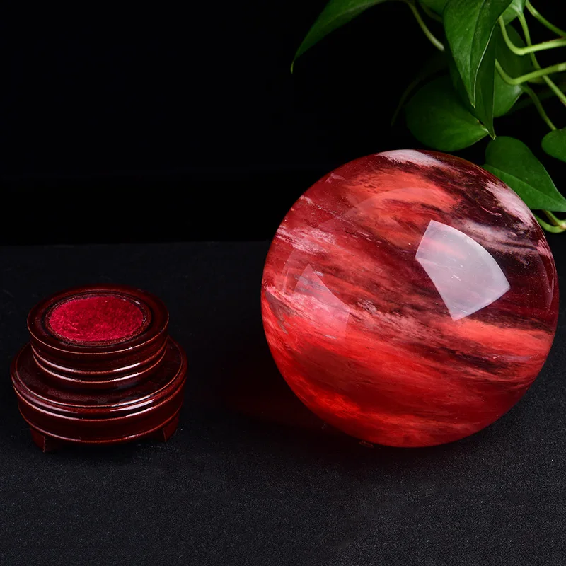 

Drop shipping!!!!!Beautiful red melting stone ball household feng shui ornament dot heals Christmas gift 150-140mm