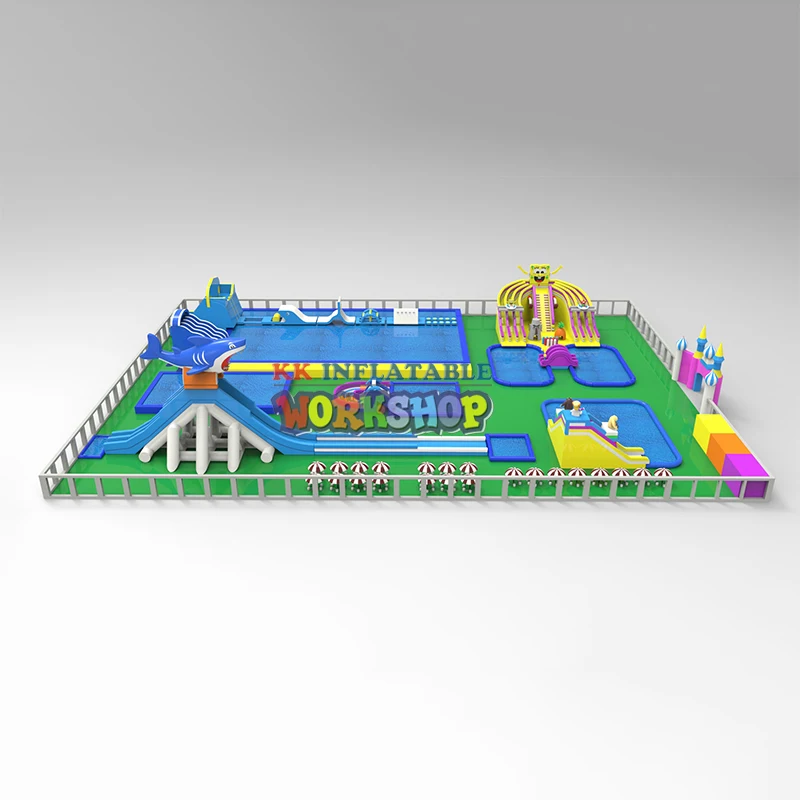 Kopen Lot Van Opblaasbare Water Park Combinatie, Water Games, Glijbaan Opblaasbare Aqua Pretpark Te Koop