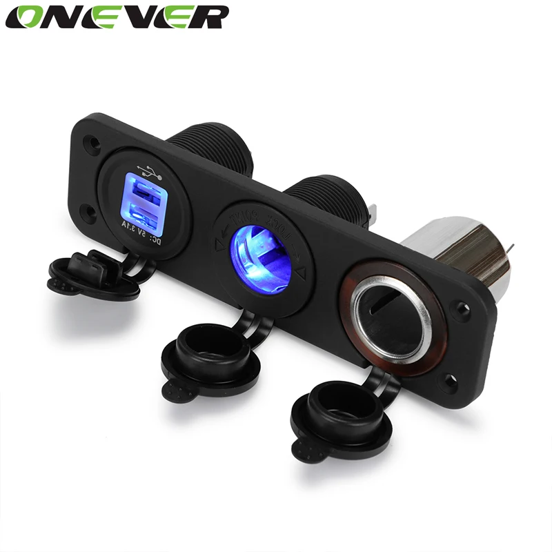 Onever 3 в 1 12 автомобильный прикуриватель Разветвитель USB 3.1A адаптер питания