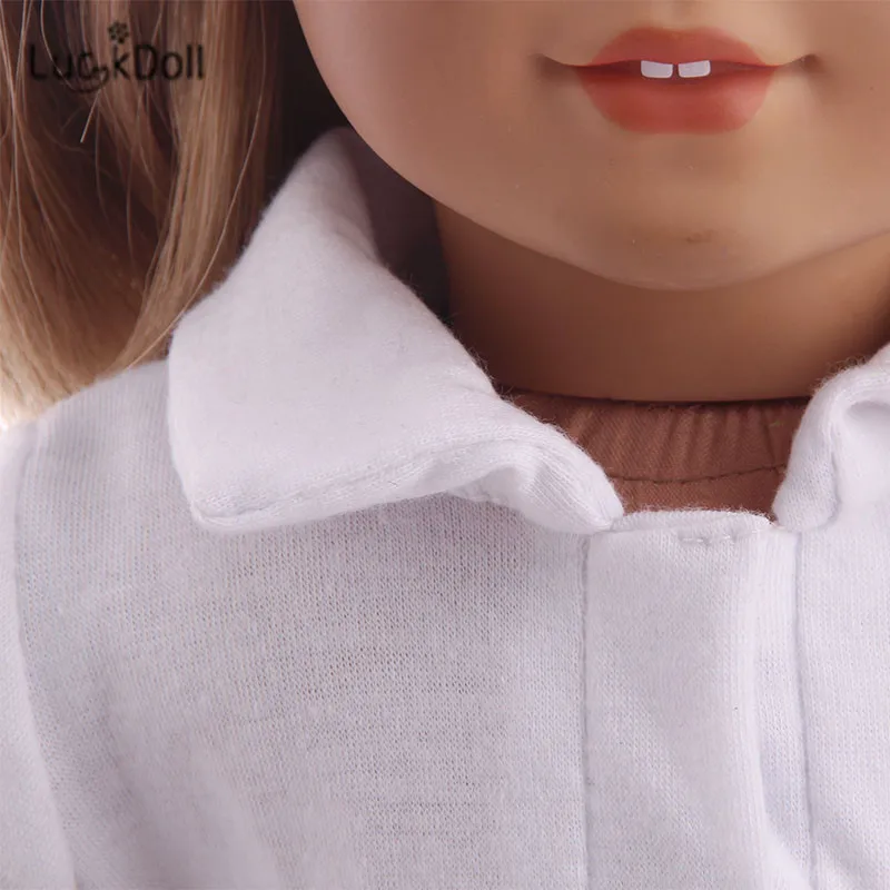 LUCKDOLL маленькой девочки, школьная униформа, гребень+ зеркало, 2 флаконы для духов, 2 щипцы для завивки волос, расческа, ракетка для игры в бадминтон, для 18 дюймов американская кукла