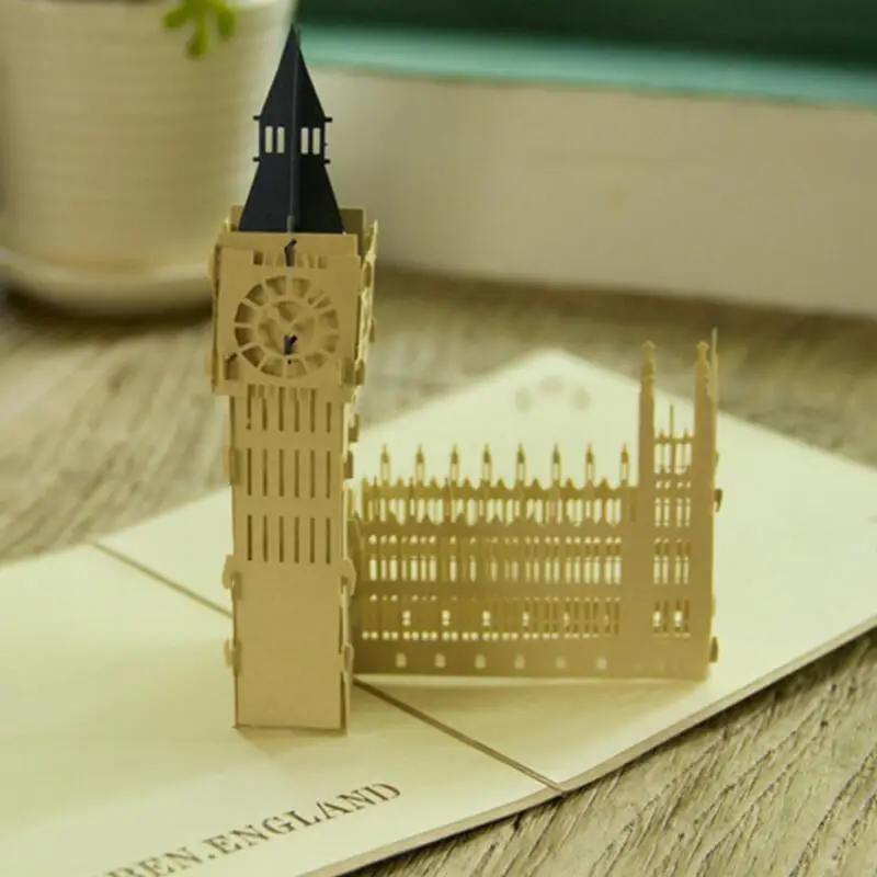 3D ретро Биг Бен открытки на день рождения открытка с конвертом ручная работа