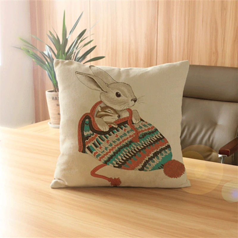 

Наволочка для диванной подушки, декоративная, из чехол для подушки с принтом хлопка, с изображением обезьяны, панды, кролика, кота, оленя