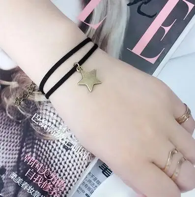 

Cheap Creative Lace Bracelet Simple Double five-star Cute Bracelets & Bangles For Woman Man Charms Jewelry Accessroies