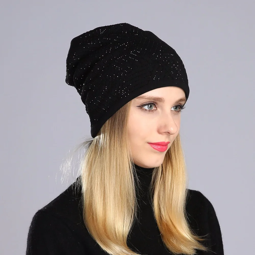 Geebro Женская облегающая шапка Зимние Повседневные вязаные облегающие шапки с