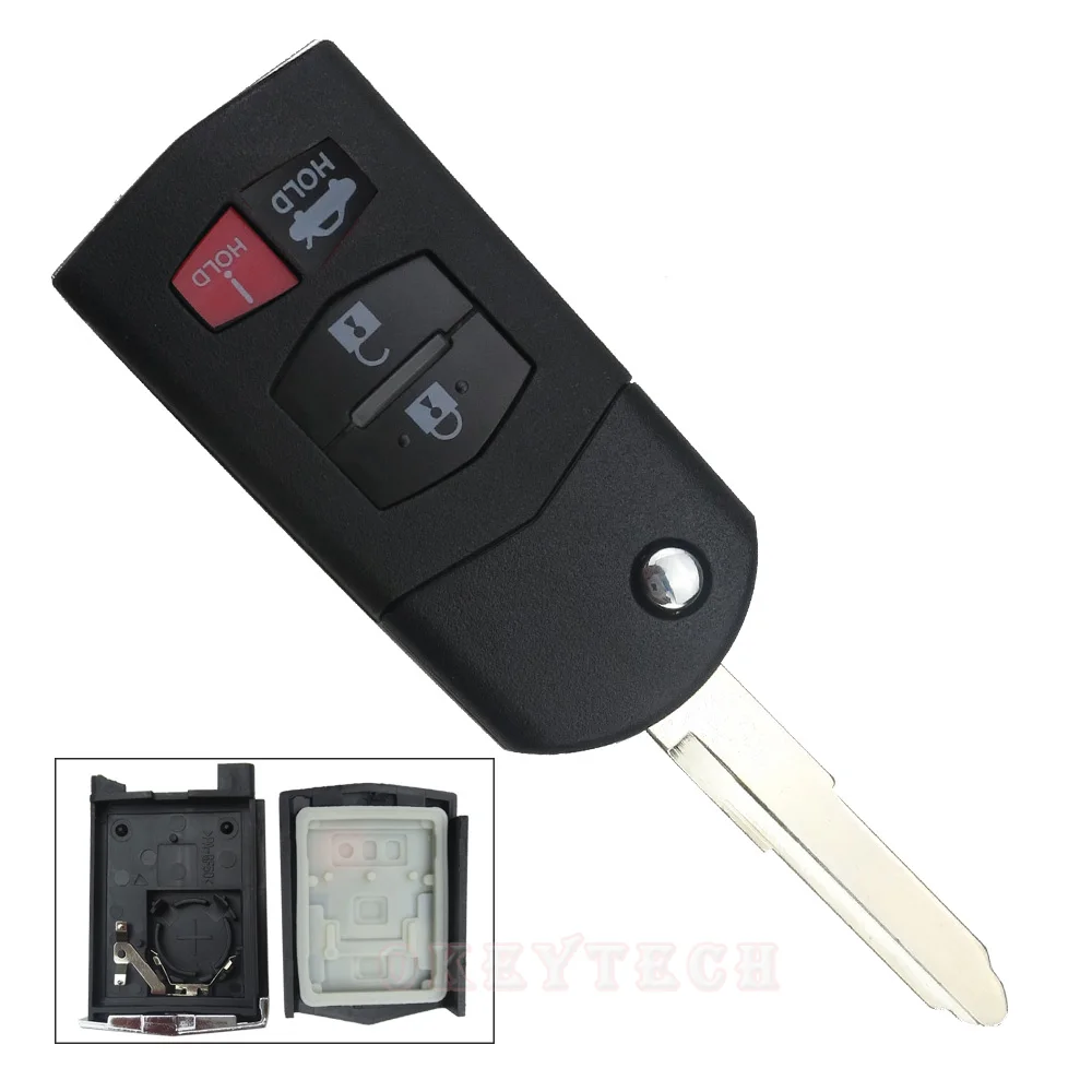High Quality 4 Button For Mazda 3 5 6 RX-8 MX-5 CX-5 Miata CX-7 CX-9 05-1 Remote Folding Flip Unlock Key Fob case shell | Автомобили и
