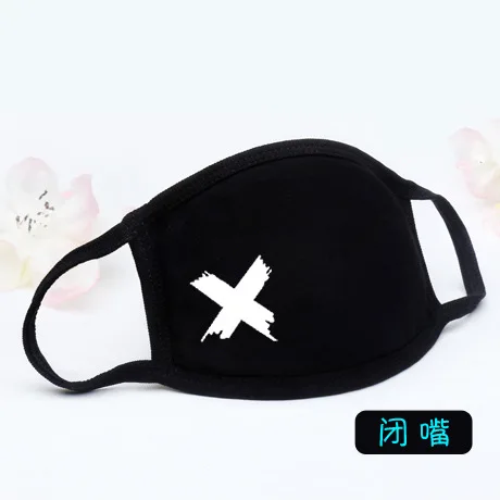 BZ Fashion Unisex Cartoon Pattern Black Cotton Face Mask Cute 3D Print Half Face Mouth Muffle Masks Outdoor Cycling Mask A12D15 - Цвет: BZ