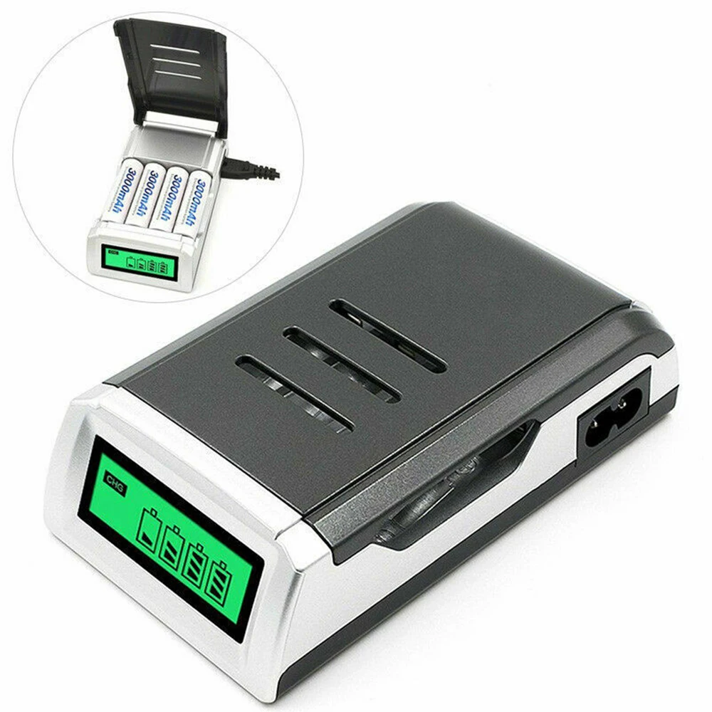 4 слота ЖК Smart AA AAA зарядное устройство для Ni MH CD аккумуляторные батареи US