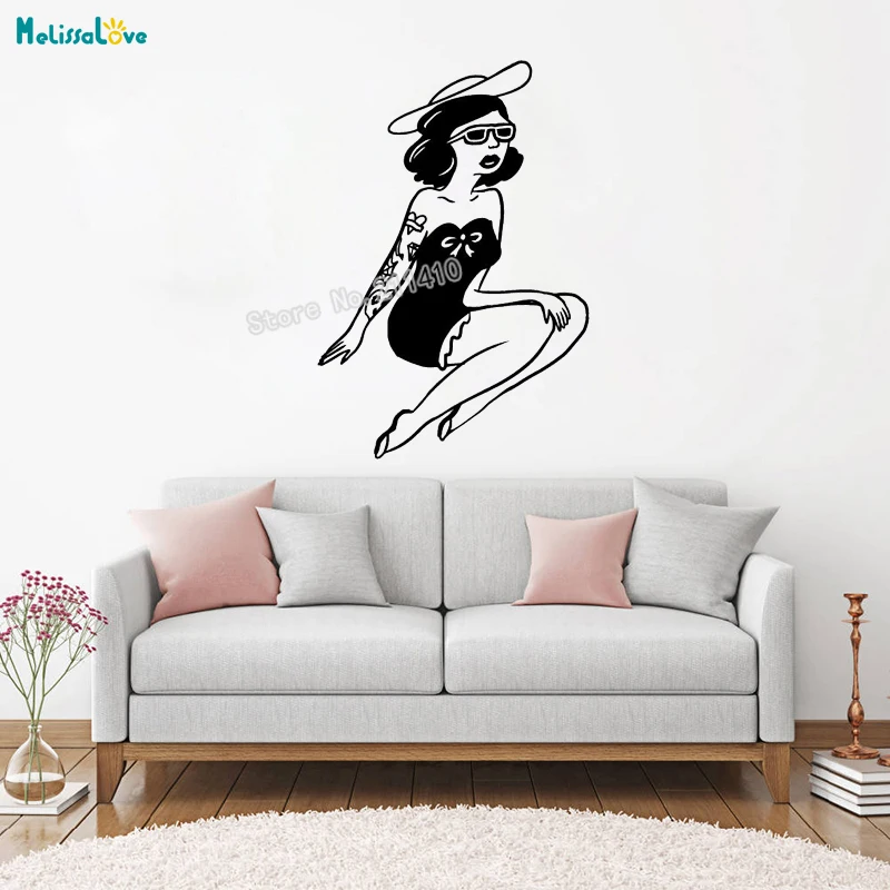 

Изысканная девушка настенные наклейки татуированные пинап обои домашний декор для гостиной спальни самоклеящиеся виниловые художественн...