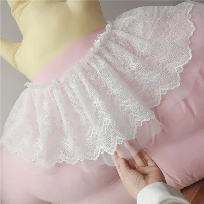 white 21 см двухслойная вышивка розовый цветок кружевная ткань отделка ленты DIY сетчатая ткань для шитья аппликация воротник свадебное платье Декор - Цвет: white