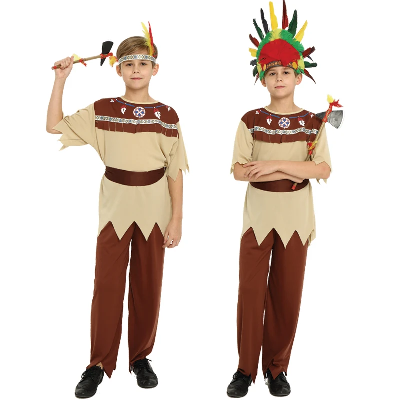 Halloween Cosplay Costumes Indian Indigenous Clothing COS Uniform Temptation Fringed Savage Forest Hunter Cos |