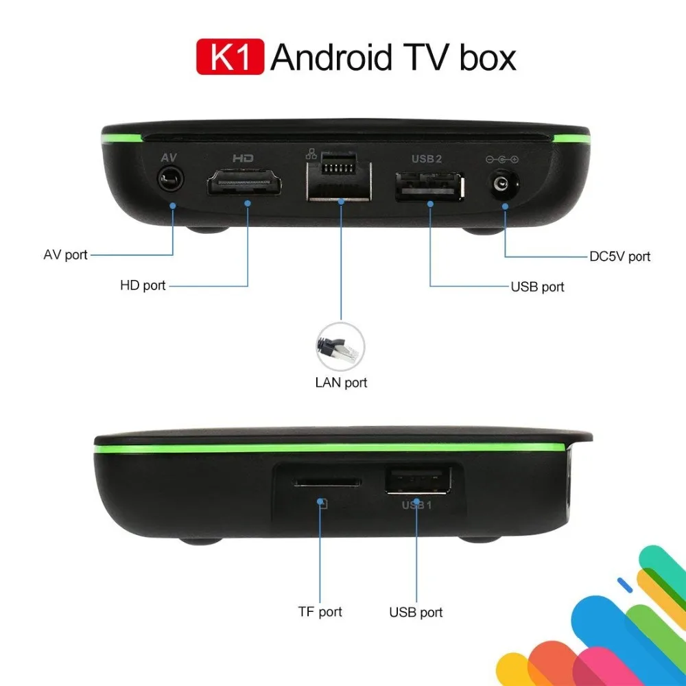 [2018 версия] Leelbox Android ТВ коробка K1 7 1 с поддержкой 4 K (60 Гц) Полный HDMI/H.265/Bluetooth 0/Wi Fi 2
