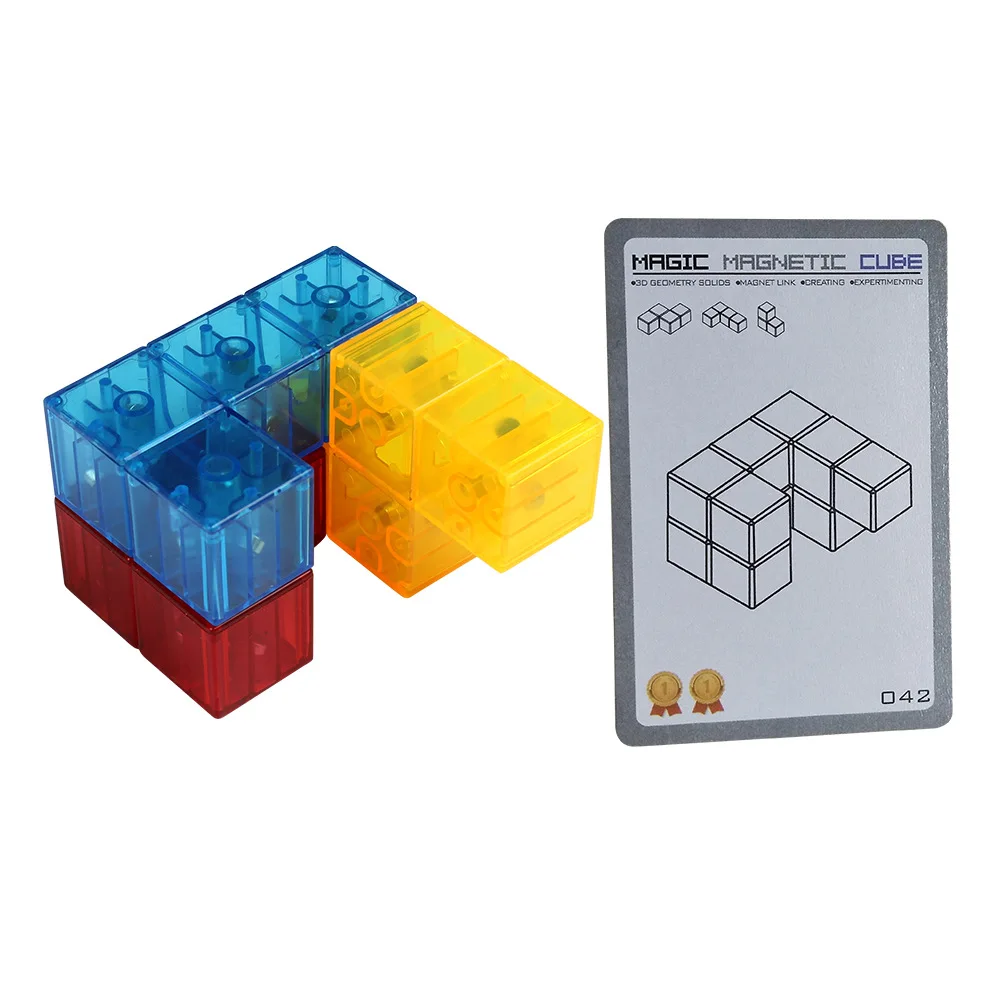Игрушка Магнитный куб строительных блоков, 3D плитка магнита, кисточки, набор из 7 шт головоломки Скорость кубик 3х3х3, с 54 шт. руководство карты разведки